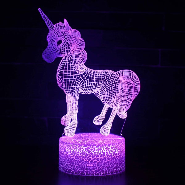 Unicorn 3D Night Lamp LED Light, Power By USB, 7 Changeable colors Carousel 1