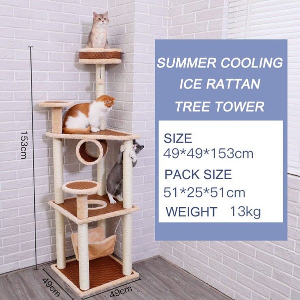 Summer Cooling Ice Rattan Activity Centre Cat Scratching Post Condo Treehouse Carousel 1