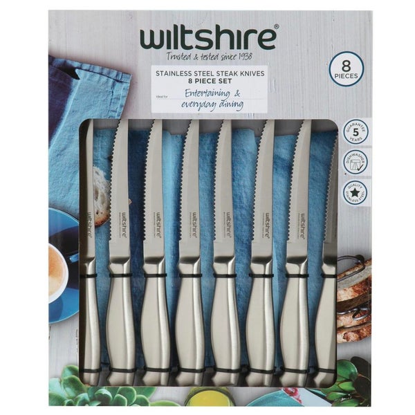 Wiltshire 8pc Stainless Steel Steak Knife Set 8 Piece | 12cm Carousel 1