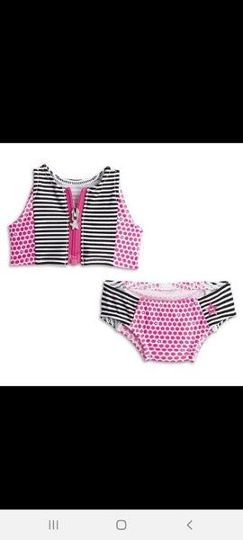 SALE. AMERICAN GIRL DOLL STRIPES AND DOTS SWIMSUIT Carousel 2