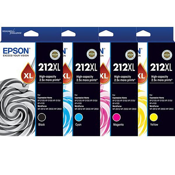 Original Epson 212XL Black Cyan Yellow Magenta Ink Cartridge Toner 4 Colours ... Carousel 1