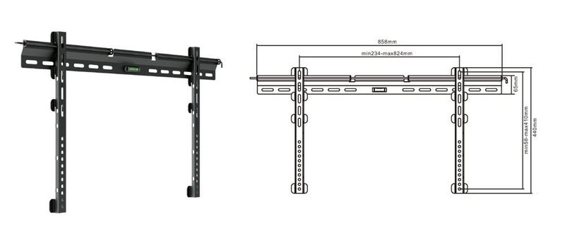 BRATECK 37''-70'' Ultra-slim fixed wall bracket Max load:65kg VESA up to:800x40063680763629443110