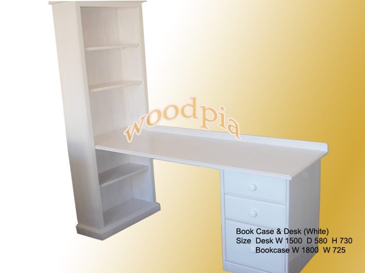 NZ MADE Solid Wood Bookcase & Desk Combo Carousel 1