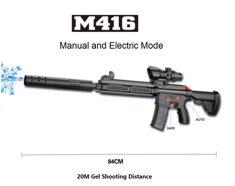 Gel Blaster, M416 Model, Manual and Electric mode, Color Carousel 2