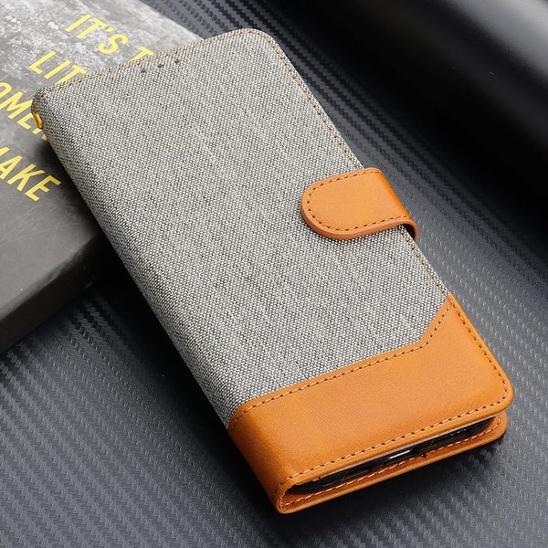Realme X50 5G PU leather wallet case denim finish combined grey Carousel 2