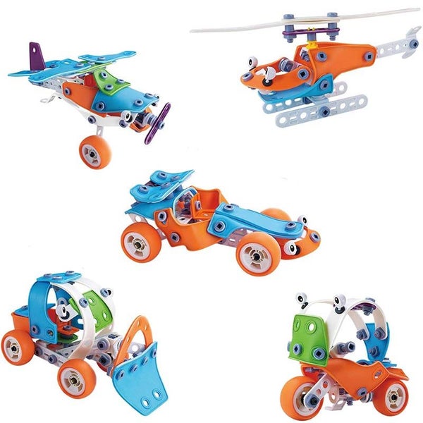 STEM 132 Pcs 5 in 1 Assembled Engineering Vehicle Toy Includes Toolbox Storage Carousel 1