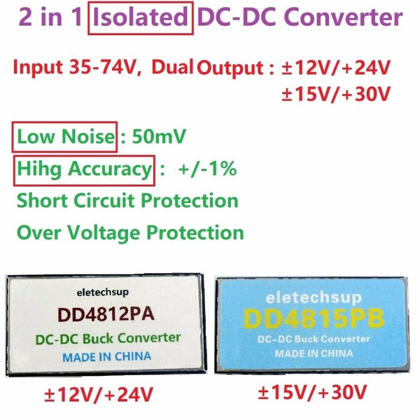 15W Isolated Dual Power Supply 12V DC Step-up Boost-Buck Converter module Carousel 6
