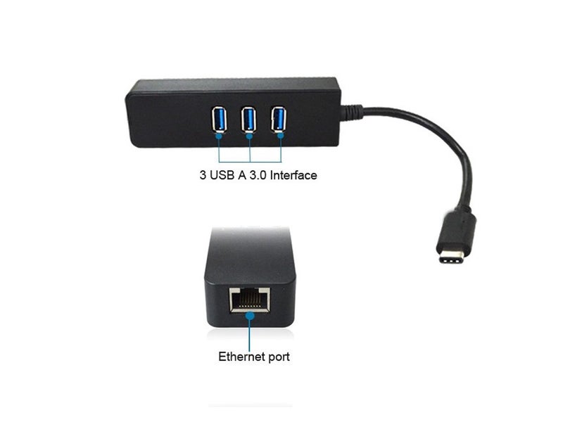 USB C Type C To 3 USB 3.0 RJ45 Ethernet Carousel 2