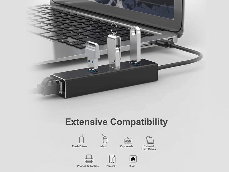 USB C Type C To 3 USB 3.0 RJ45 Ethernet Carousel 7