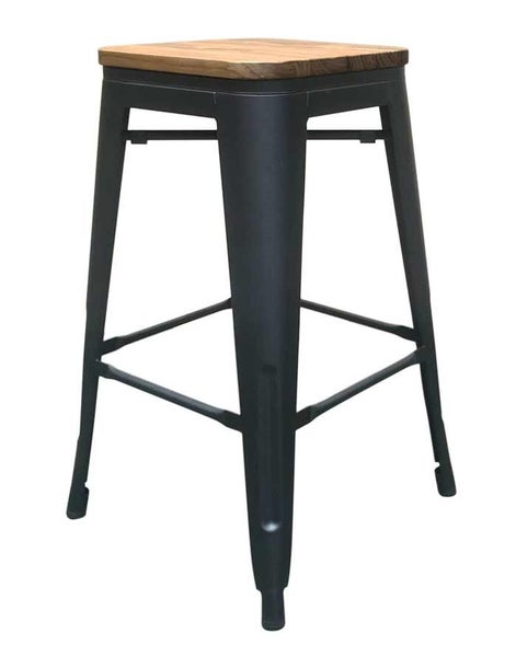 Amelie Barstool 66cm – Matt Black / Natural Elm Carousel 1