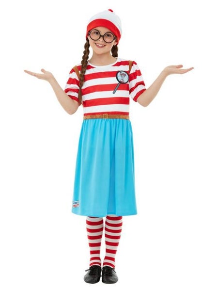 Kids Where's Wally? Wenda Deluxe Costume Assorted Sizes Carousel 1