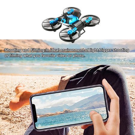 2 IN 1 MOTORCYCLE FOLDING RC DRONE with 2MP Camera Carousel 1