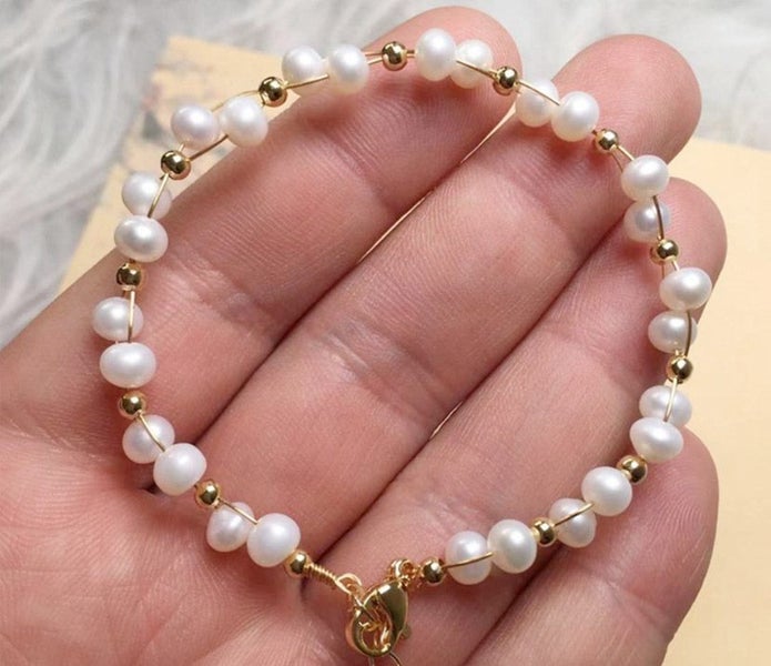 Freshwater Pearl Bracelet 14K Gold Plated Carousel 1