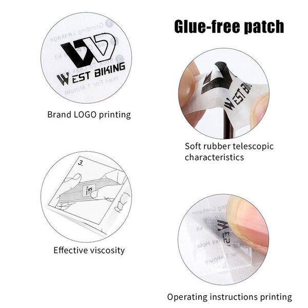 West Biking Pre-Glued 6 Pack Tube Repair Patches Carousel 9