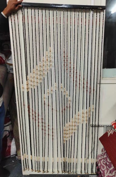 Wooden bead string door curtain blinds fly screen bedroom divider Carousel 1