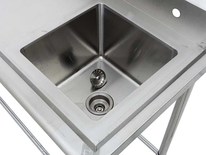 1.78m Stainless Steel Commercial Kitchen Worktop 2 Sink (L+R) Bench & Splashback Carousel 2