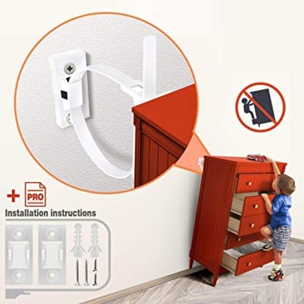 Tallboy/Bedside Table Retainer/Restrainer Anti-Tipping Kit Carousel 1