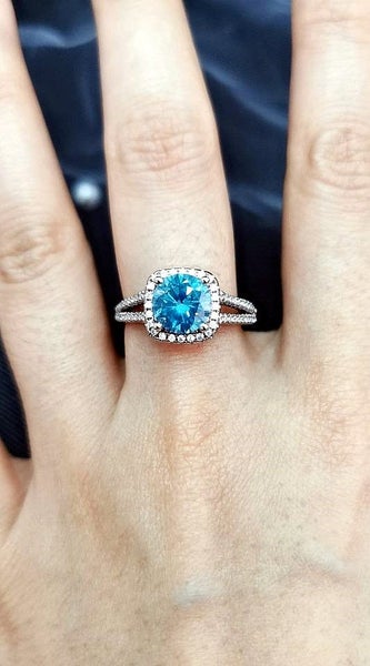 2ct Green blue Lab Grown Diamond Ring Carousel 2