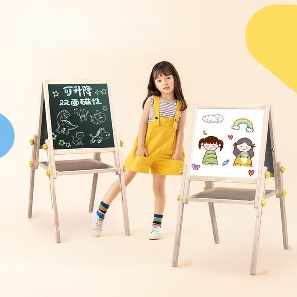 Kid Double Sided Standing Lifting Easels Drawing Board Art Sketchpad Blackboard Carousel 1