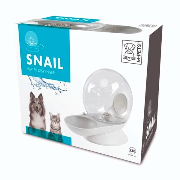 M-Pets 2.8L Snail Round Pet Cat Dog Filter Water Drinking Dispenser Feeder Bowl Carousel 2