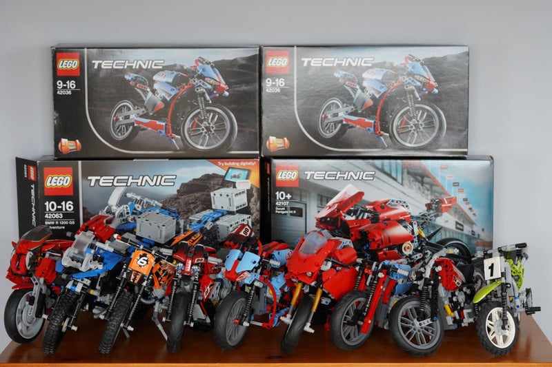 9x Lego Technic Motorcycle collection 8420 8051 +chopper 42007 42036 42063 42107 Carousel 1