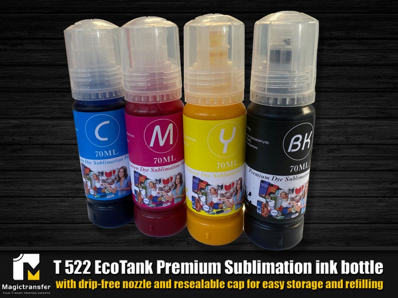 T522 EcoTank Premium Dye Sublimation ink bottle -With drip-free nozzle Carousel 1