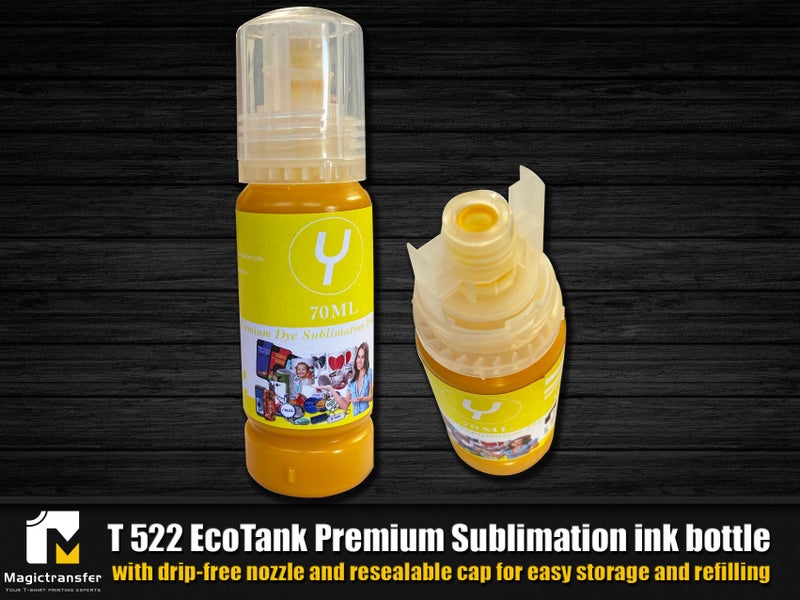 T522 EcoTank Premium Dye Sublimation ink bottle -With drip-free nozzle Carousel 6