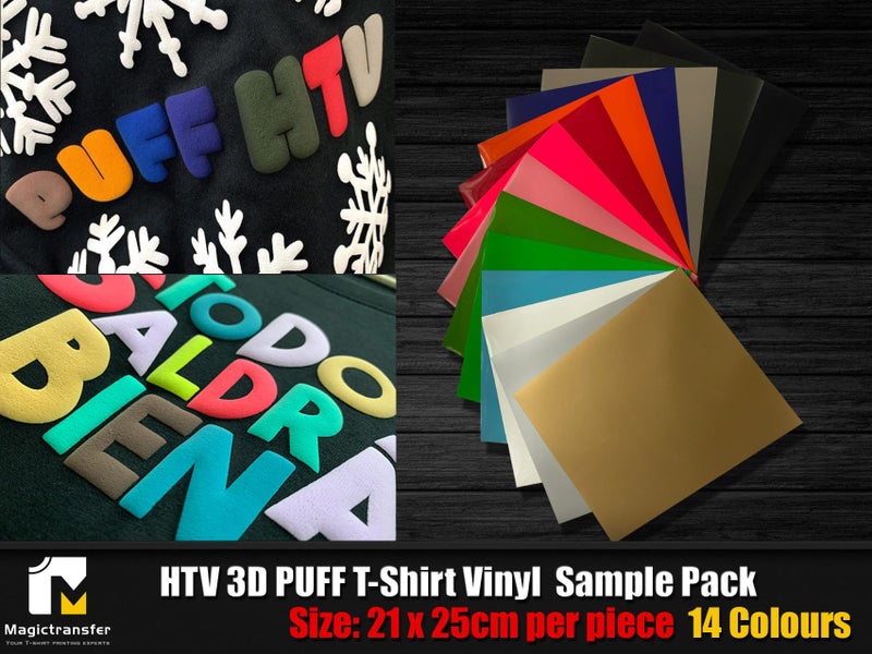 Sample pack-14colours-HTV PUFF Garment Vinyl / Size21x25 cm per piece x14sheets Carousel 1