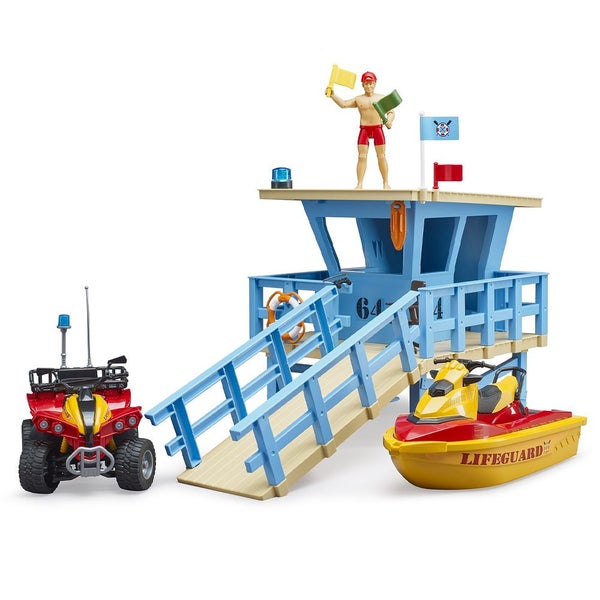 Bruder Bworld Life Guard Station w Quad and Personal Water Craft Kids Play Toy Carousel 1