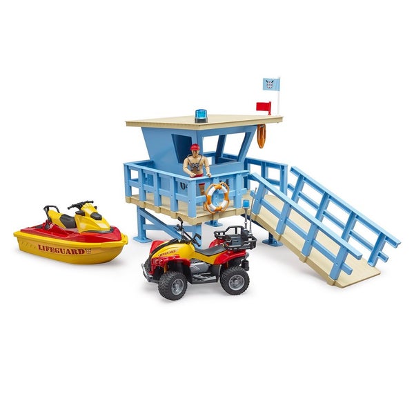 Bruder Bworld Life Guard Station w Quad and Personal Water Craft Kids Play Toy Carousel 2