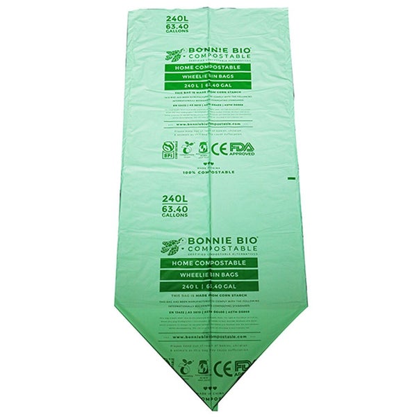 10PK Bonnie Bio Compostable 240L Wheelie Bin Garbage Bags Green Eco Friendly Carousel 3