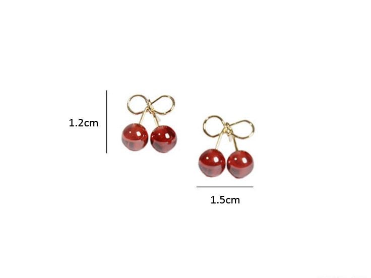 S925 Sweet Cherry Earrings Red Summer Fruit Studs Birthday Gift Women Jewelry Carousel 4