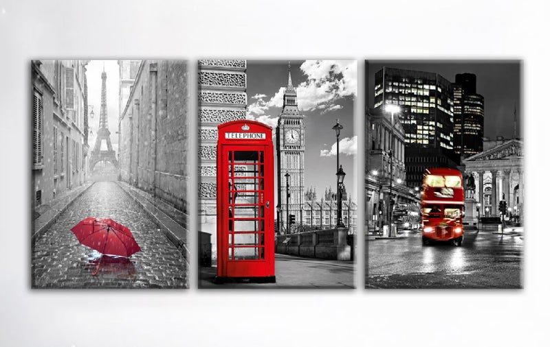 ON SALE FREE SHIPPING - 3 Piece Canvas Art Print - Paris Carousel 1