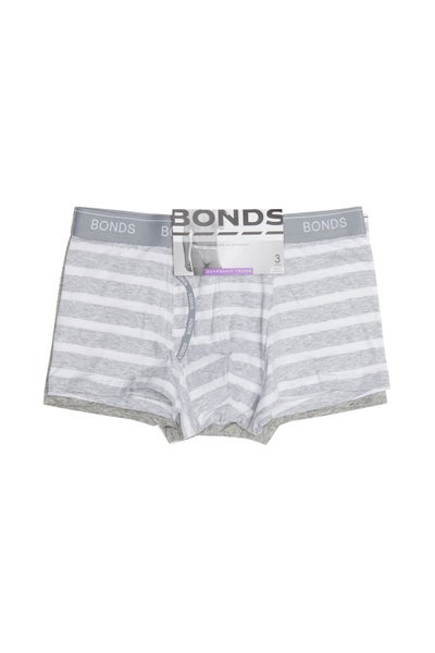 3 X Mens Bonds Guyfront Trunk Trunks Underwear – Grey Stripe Carousel 2