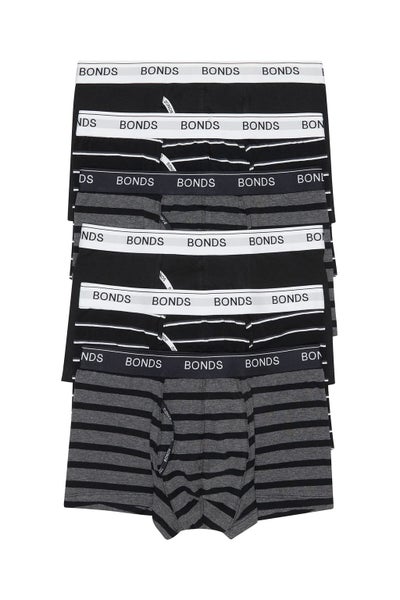 18 X Bonds Mens Guyfront Trunks Underwear Black / Grey Stripe Carousel 1