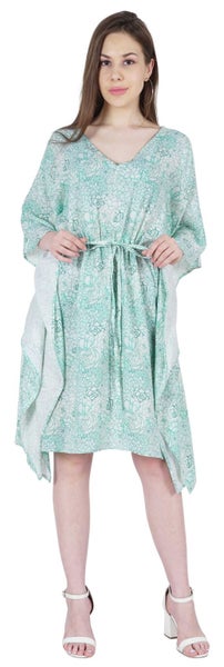 Moomaya Printed Short Kaftan For Women Kimono Swimwear Cover-Up Beach Carousel 1