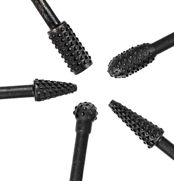 5 PCS Black Rotary Burr Wood Rasp/Drill/Carving Bits Power Wood Carving Bits Set Carousel 2