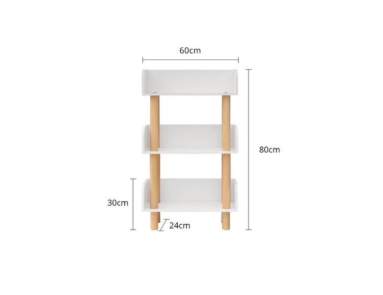 “Final stock clearance " 3 Tier Kids Bookshelf - White + Pine Carousel 4