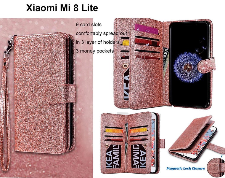 Xiaomi Mi 8 lite case bling triple wallet PU leather 9 cards ID 3 pockets rg Carousel 1