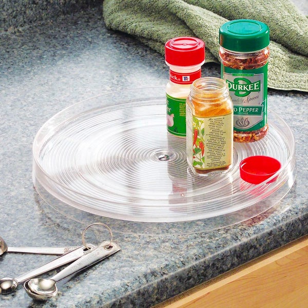 Idesign 27.9cm Clear Round Turn Spin Spice Kitchen Uitlity Table Plate Storage Carousel 2