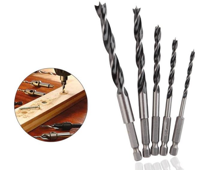 4/5/6/8/10mm Tapered Countersink Twist Drill Bits Hex Shank 5PCS Carousel 1