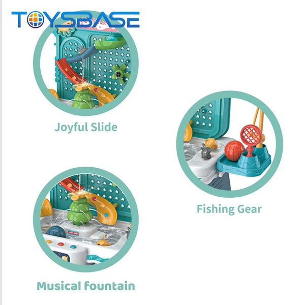 Pretend Play Fishing Toy Game Funny Summer Fishing Table Set Kids Carousel 6