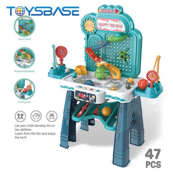 Pretend Play Fishing Toy Game Funny Summer Fishing Table Set Kids Carousel 1