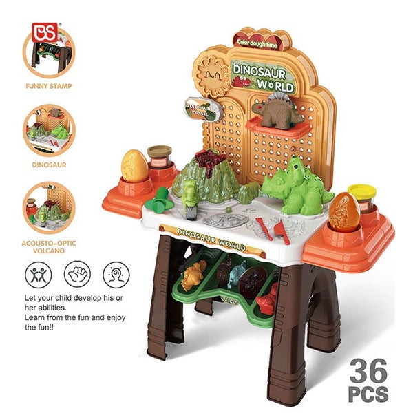 Dinosaur World 36pcs Assembly Table Toy Kids DIY Toy Interesting Color Dough Set Carousel 1