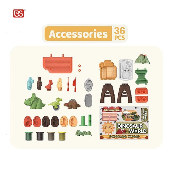 Dinosaur World 36pcs Assembly Table Toy Kids DIY Toy Interesting Color Dough Set Carousel 4