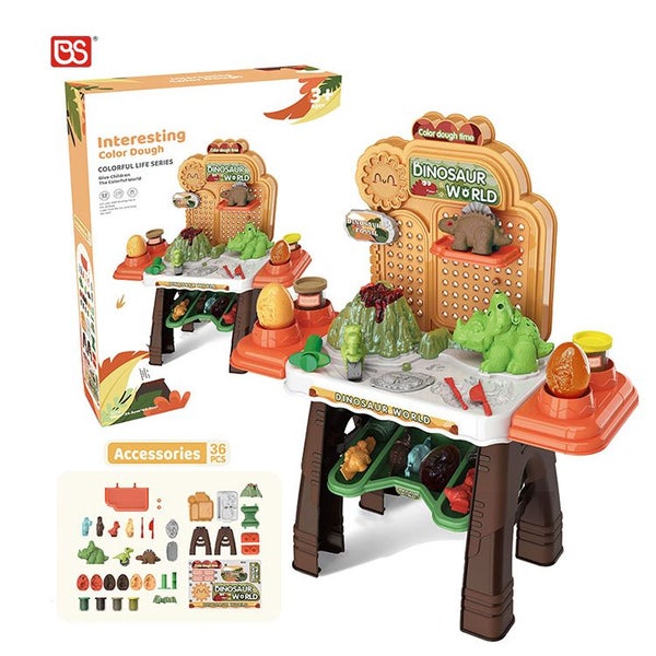 Dinosaur World 36pcs Assembly Table Toy Kids DIY Toy Interesting Color Dough Set Carousel 2