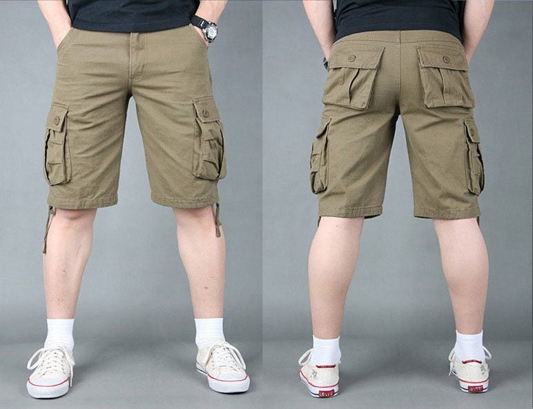 Cargo Short 1/2 Pants Outdoor Solid Color Work Short Multi-pocket Hiking Camping Carousel 3