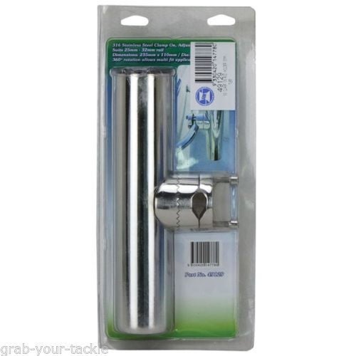 2 x Rail Mount 316 Stainless Steel Camp-On Rod Holders 25-32mm-Rail size Carousel 3