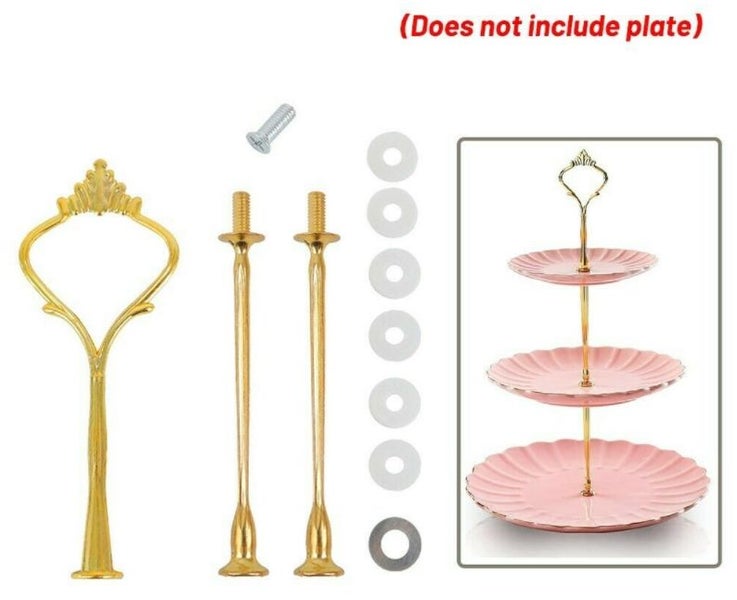 Cupcake Plate Stand Center Handle Fittings Hardware Golden Crown Rod Carousel 1