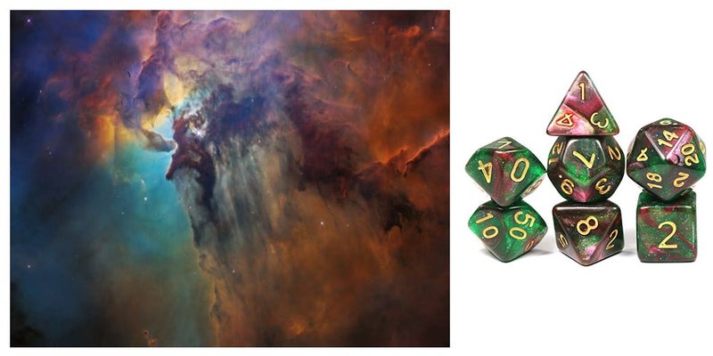 Dungeons and Dragons(DND) dice set Galaxy dice (Red/Green) Carousel 1